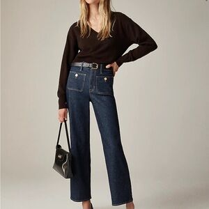 J. Crew Slim Wide Leg Sailor All Day Stretch Denim Crop Jeans 33